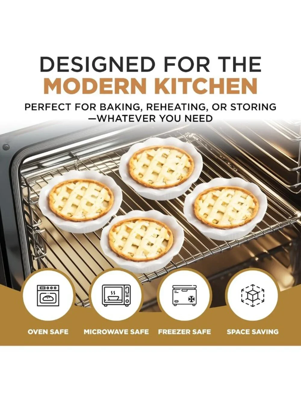 Set of 4 White Ceramic Mini Pie Pans - Perfect for Baking & Serving Desserts